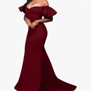 Ruffle off the shoulder elegant dress NWT